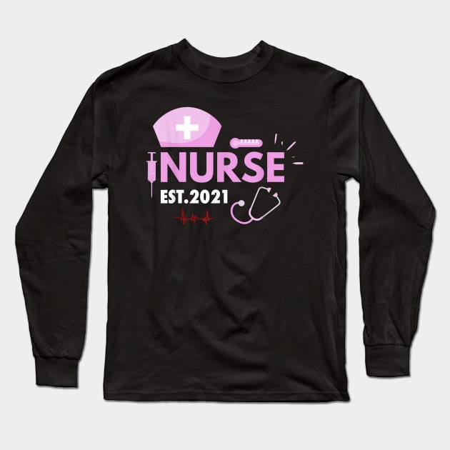 Nurse Rst 2021 Nursing School Graduation Nursing Heartbeat Long Sleeve T-Shirt by Pretr=ty